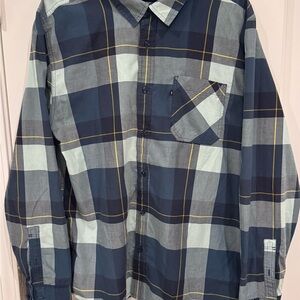 Plaid Streetwear Junk Food Clothing Teal Gray Shirt Men L Business Casual Skater